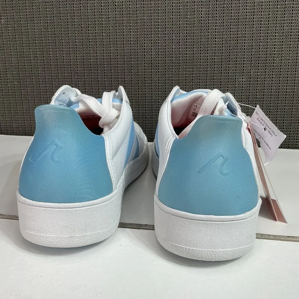 Redvanly Women's Size 9.5 White & Blue Vegan Leather Sneakers - Picture 3 of 7